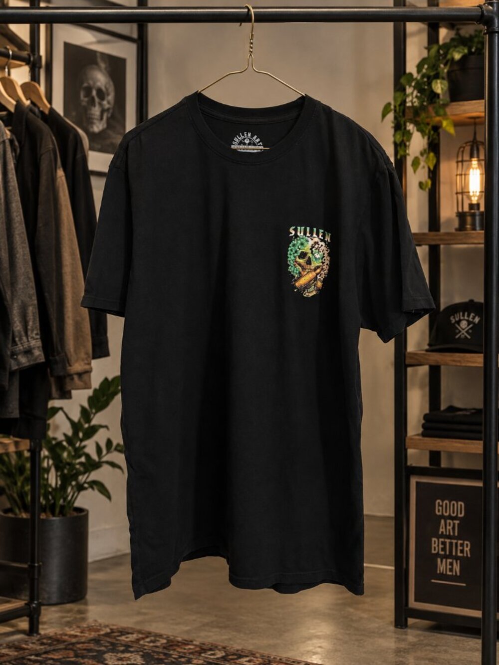 Sullen Art Collective Get Shamrocket Skull St. Patrick’s Tee Black L